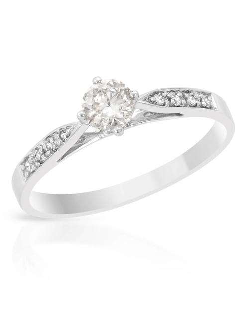 0.16ctw Natural Diamond Ring in 18k White Gold