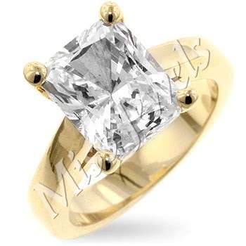 Clear Emerald cut CubicZirconia costume engagement style ring- Size 5-9