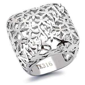 10.3 grams Floral Cut Out Stainless Steel Dress Ring Size 5/6/10