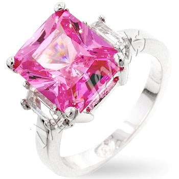 6ctw Pink Cubic Zirconia Engagement Style Ring- Size 5/6/8