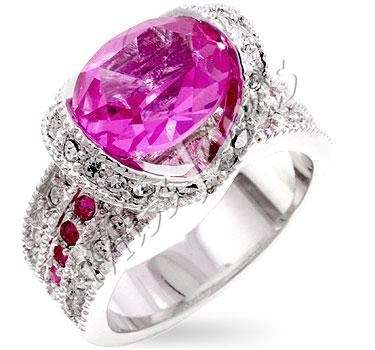 Pink CubicZirconia Ovaline Costume Dress Ring- Size 7-10