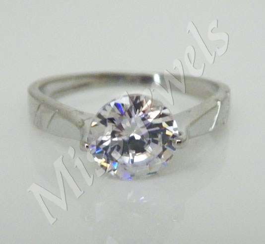 Round Clear CZ Cut Solitaire Engagement Ring 7.5/8/.9