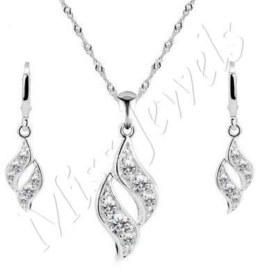 CubicZirconia Earring and Pendant Set with Chain
