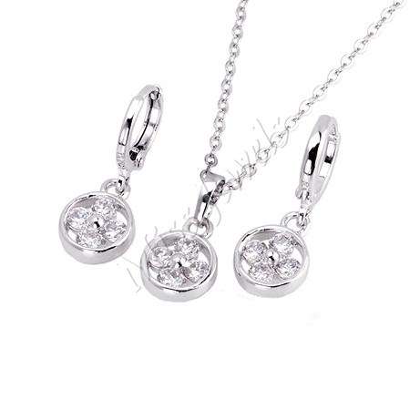 Round Cut CubicZirconia Matching Pendant and Earring set