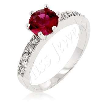 1ct Simulated Ruby & CubicZirconia Solitiare engagement ring- Size 7-9
