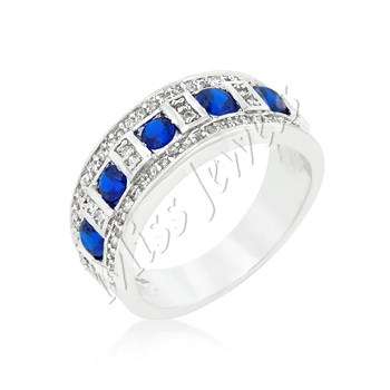 Simulated sapphire and diamond Costume Wedding Ring- Size 5-10