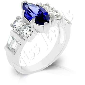 Simulated Tanzanite and Diamond Dress Ring- Sizes 5-10