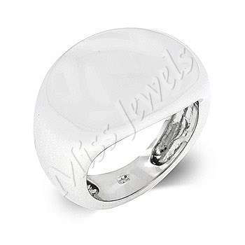 White Gold Rhodium Bonded Contemporary Fashion Ring in Silvertone- Size 7-9