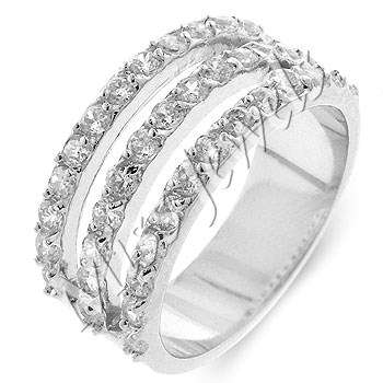 1.17ctw 3 row CubicZirconia Costume Wedding band- Size 6/9