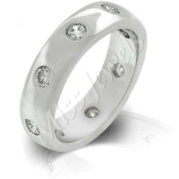Eternity Ring with Bezel Set Round Cut Clear CubicZirconia- Size 7