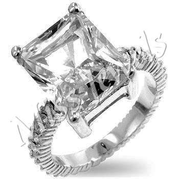 6ct Emerald Cut CubicZirconia Costume Engegement Ring- Size 5-10