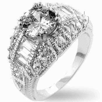 Clear Cubic Zirconia Engagement Style Ring- Size 5-7