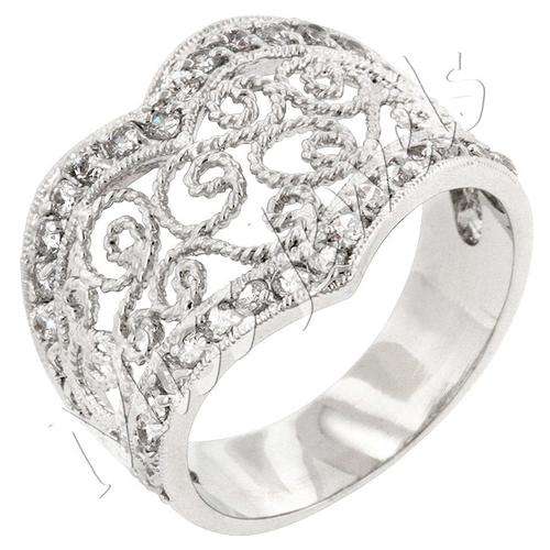 Filigree Design Costume Dress Ring- Size 6-10