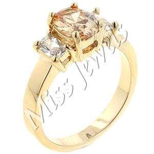 14k Dark Champagne Oval CubicZirconia Costume Ring- Size 6-10