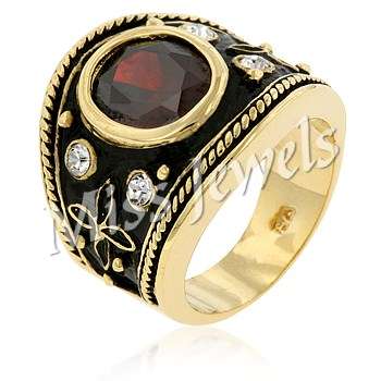 **Eastern Luster Garnet Cocktail Ring**Size 6