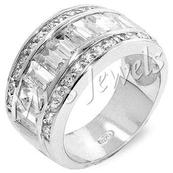 925 Sterling Silver Simulated Diamond Wedding Band-Size 8-10