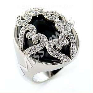 Black Onyx Cocktail Ring- Size 8/10