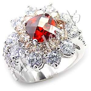 **2.25ct Ascher cut Simulated garnet and diamond engagement ring**Size 10