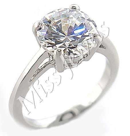 Round Cut 3.50ct Cr Diamond Solitaire Engagement Style Ring - Size 6-10