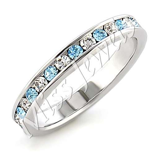Simulated Aquamarine eternity dress Ring- Size 7/9/10