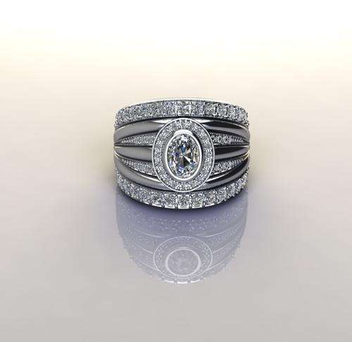 *CD DESIGNER JEWELRY* 3.26ctw CZ Broad Silver Ring- Size R