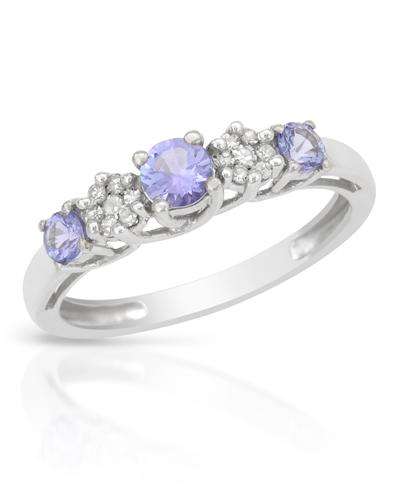 *EXCLUSIVE JEWELRY* 0.62ctw Natural Diamond and Tanzanite 10K White Gold Engagement Ring- Size 7*