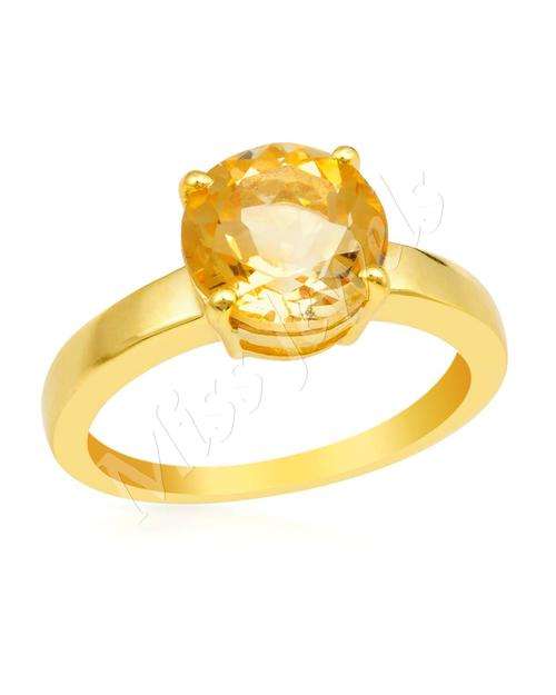 2.44ctw Natural Citrine Promise Ring in Gold Plated 925 Sterling Silver- Size 6