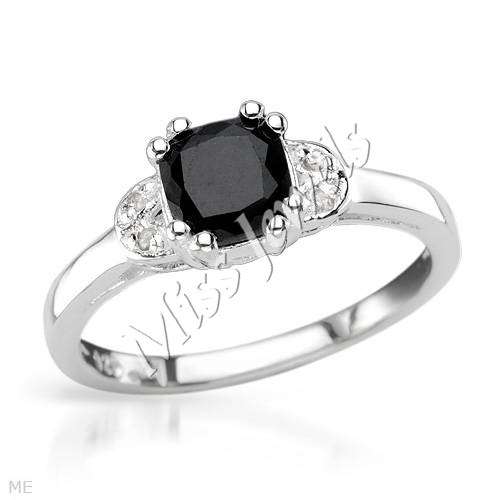 **925 Sterling Silver**1.21ctw Diamond and Sapphire Engagement Ring**Size 7**