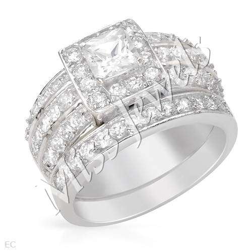 3.80ctw CubicZirconia Wedding Set in 925 Sterling Silver- Size N