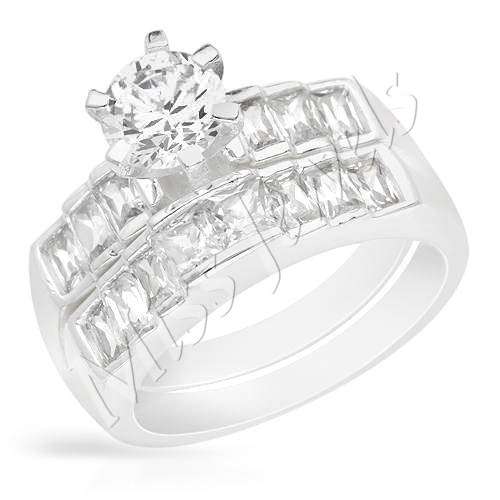 3.25ctw CubicZirconia Wedding Set in 925 Sterling Silver- Size 7