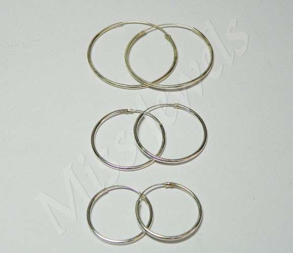 3 Pairs of 925 Sterling Silver Tube Earrings in different sizes
