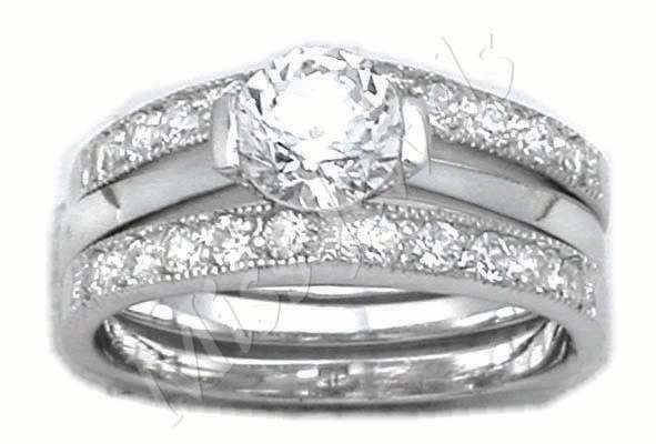 0.83ctw CZ Wedding Set in 925 Sterling Silver Size 7-10