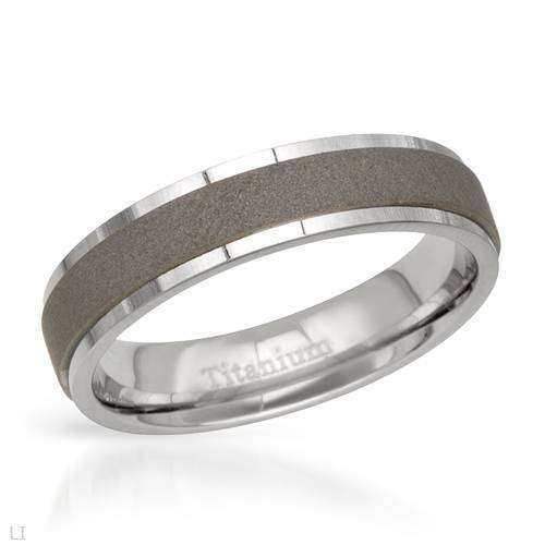 Men's Metallic and Sand Blast Titanium Wedding Band- Size 9