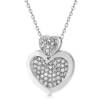 Heart Shaped Pendant with Clear Round Cubic Zirconia