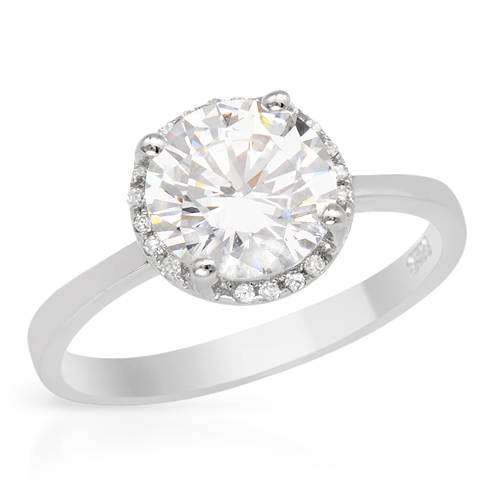 3.50ct Centre CZ Ring with Diamond Accents- Size 5.75