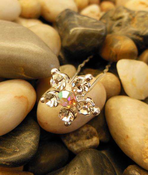 Flower Shape Rhinestone Crystal Hair Pin