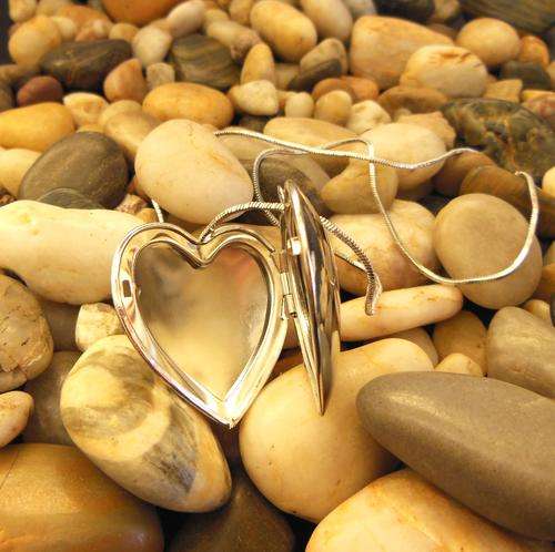 Silver Heart Locket with Free Silvertone Chain