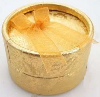Round Gold Ring Box with Ribbon