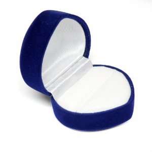 Heart Shaped Blue Velvet Ring Box
