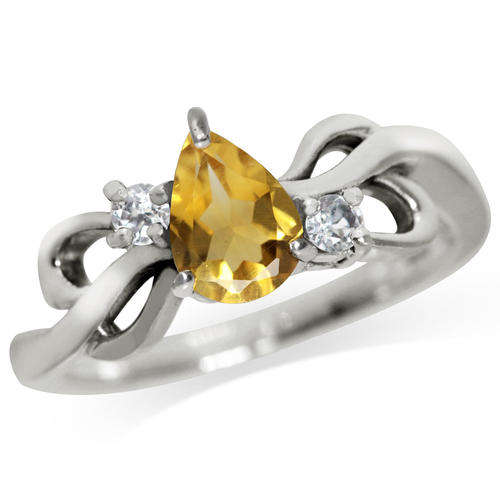 Citrine and Topaz Ring in Silver- Size 8
