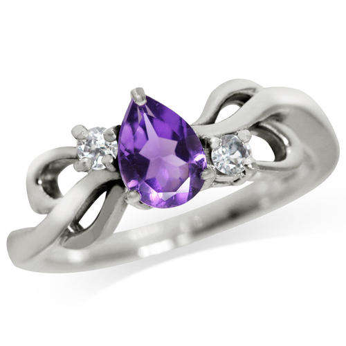 Natural Amethyst and Topaz Ring in Silver- Size 7