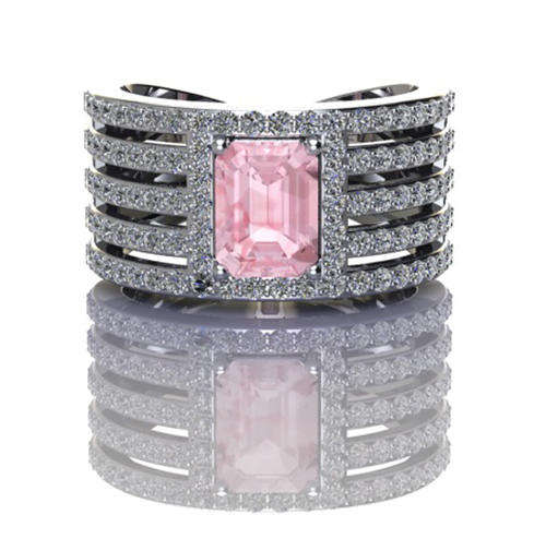 *CD DESIGNER JEWELRY*2.62ctw Pink Cubic Zirconia Dress Ring in 925 Sterling Silver- Size R