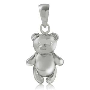 0.006ctw Natural Diamond Bear Pendant in 925 Sterling Silver