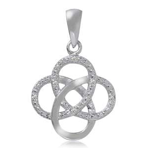 Celtic Knot 0.018ctw Natural Diamond Pendant in 925 Sterling Silver