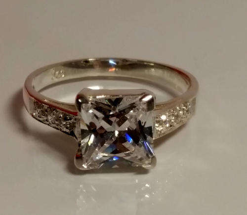 2.28ctw Princess CZ Ring in Silver- Size 9