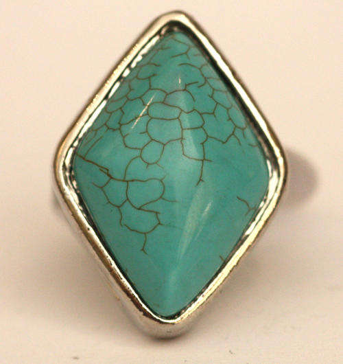 Funky Fashion Turquoise Dress Ring- Size 5.25