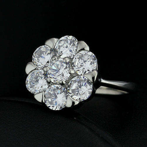 Flower cluster Stainless Steel ring- Size 7