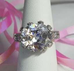 Huge Oval CZ Ring in Silver- Size 8