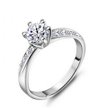 0.35ct(CENT) Cubic Zirconia Silver Engagement Ring- Size 8