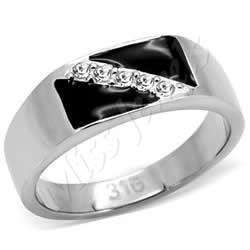 Men's Stainless Steel Austrian Crystal Ring Size 13